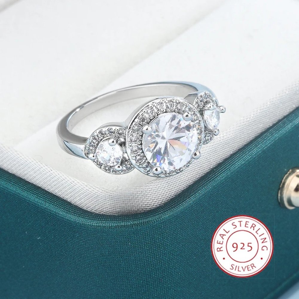 Beautiful Ladies Triple Halo Ring  ---- Must See !!!!! - Picture 5 of 6
